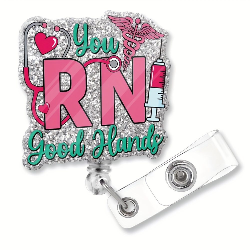 

Acrylic Nurse Badge Reel With Rotating Alligator Clip, "you Rn " Motif, Sturdy Retractable Id Holder, Gift For Rn, Nurse, - English Text