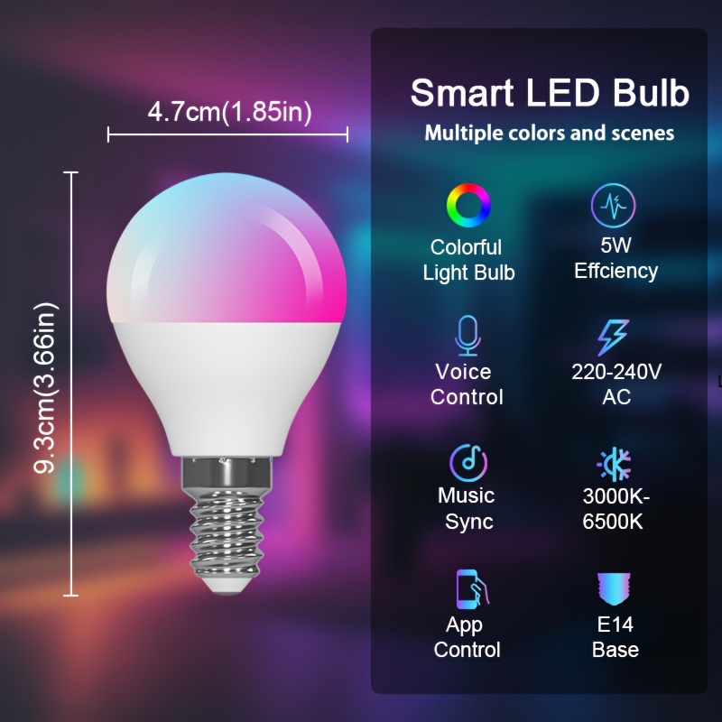 pack bombillas led inteligentes g45 compatibilidad alexa
