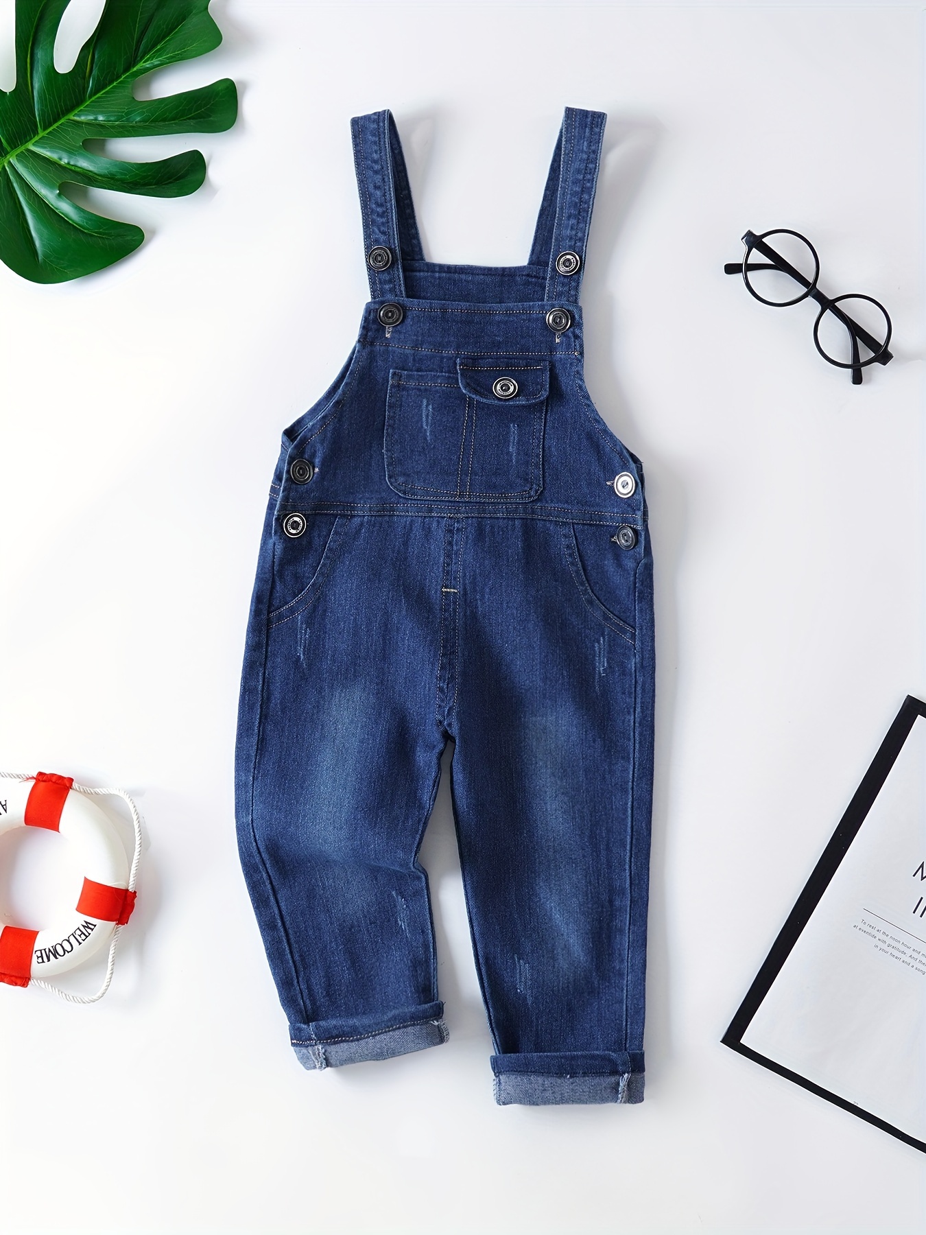 Baby s Casual Pocket Front Denim Jumpsuit Trendy Overalls Baby Boy s Clothing