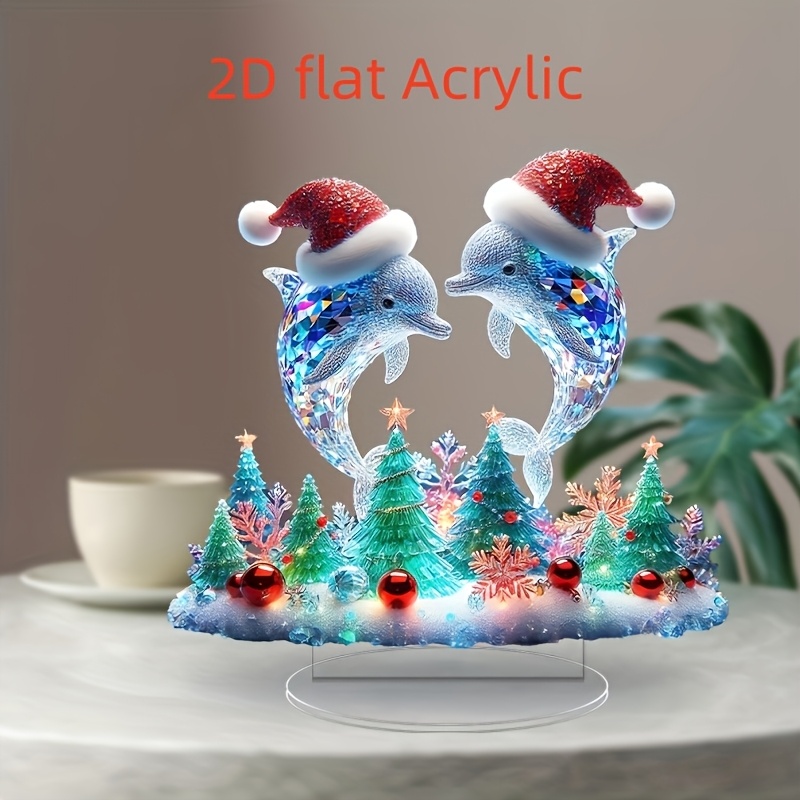 

2d Flat Dolphin Acrylic Desk Ornament - Perfect Christmas Gift & Party Decor For Home, Office, Bedroom, Cafe, Living Room | Vintage Style Holiday Accessory