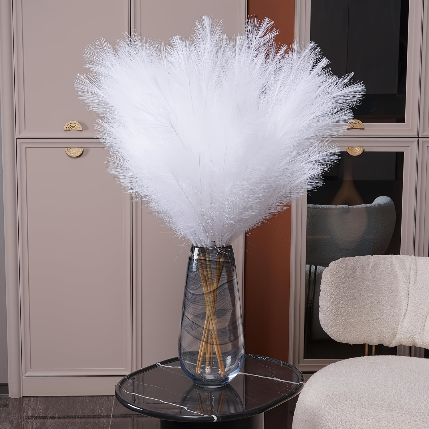 TEMU 35pcs Sharkbe Artificial Pampas Grass Decor, Style Vase Filler, Table Centerpiece For Kitchen, Bedroom And Living Room, Wedding And Party