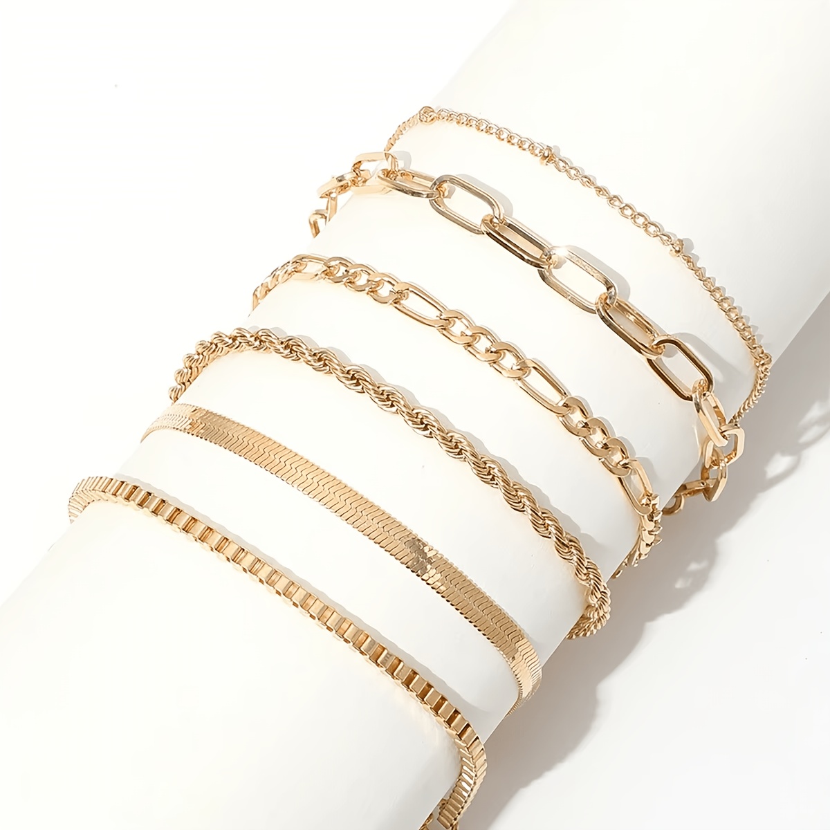 6pcs French Mother-Of-Pearl Slim Stackable Bracelet Set