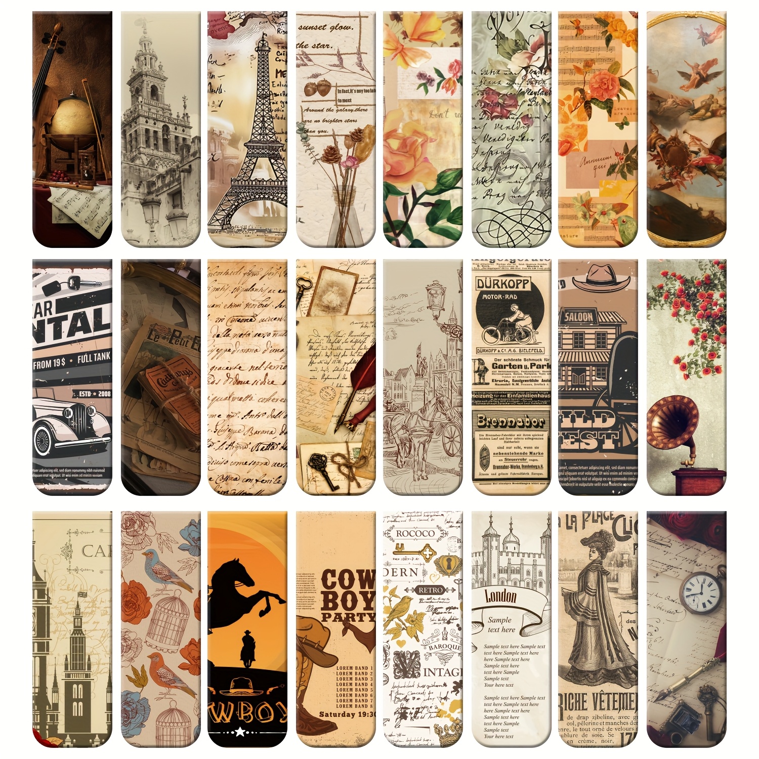 24pcs vintage retro style magnetic   markers vintage magnetic bookmarks clips magnetic page clips assorted book marks   students teachers reading supplies 4 72 x 0 78inches