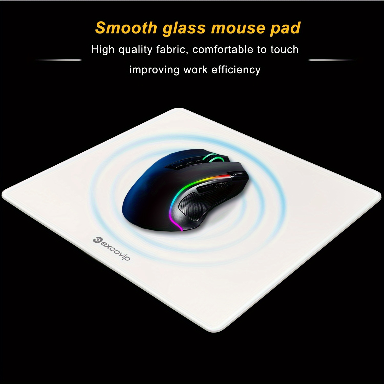 

Excovip Glass Mouse Pad - Oblong Water-resistant Washable Non-slip Smooth Hard Desk Mat For Gaming And Office Use