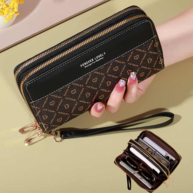 Image of Classicwallet, Largecapacityclutchwalletwithzipper, Featuring8slotsandmultiplecompartmentsforcards, Aneleganthandclutch