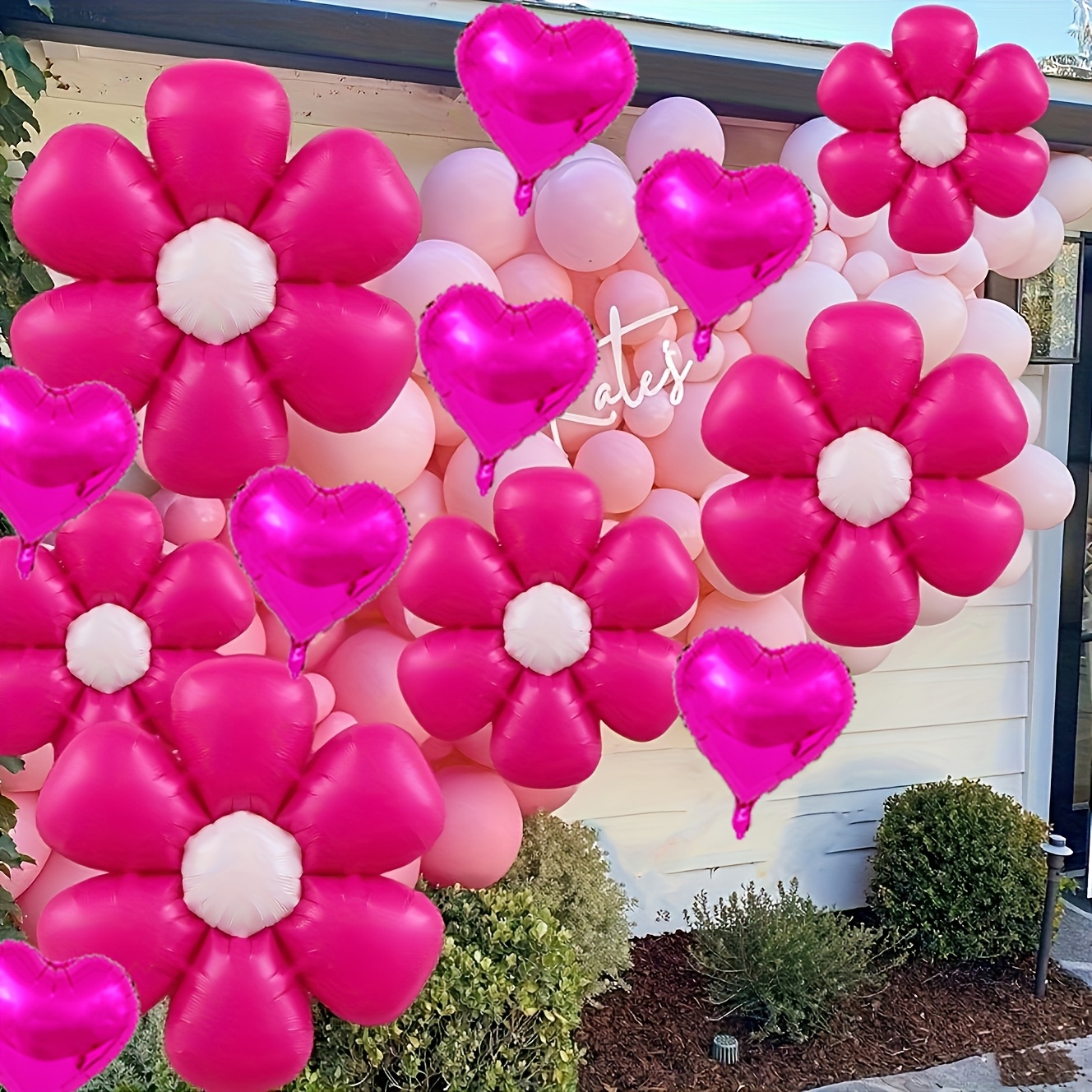 TEMU 20pcs New Instagram Style Hot Balloons And Love Rose Birthday Party Decorations, Retro Bohemian Style Daisy Party Supplies, Daisy Foil Balloons,