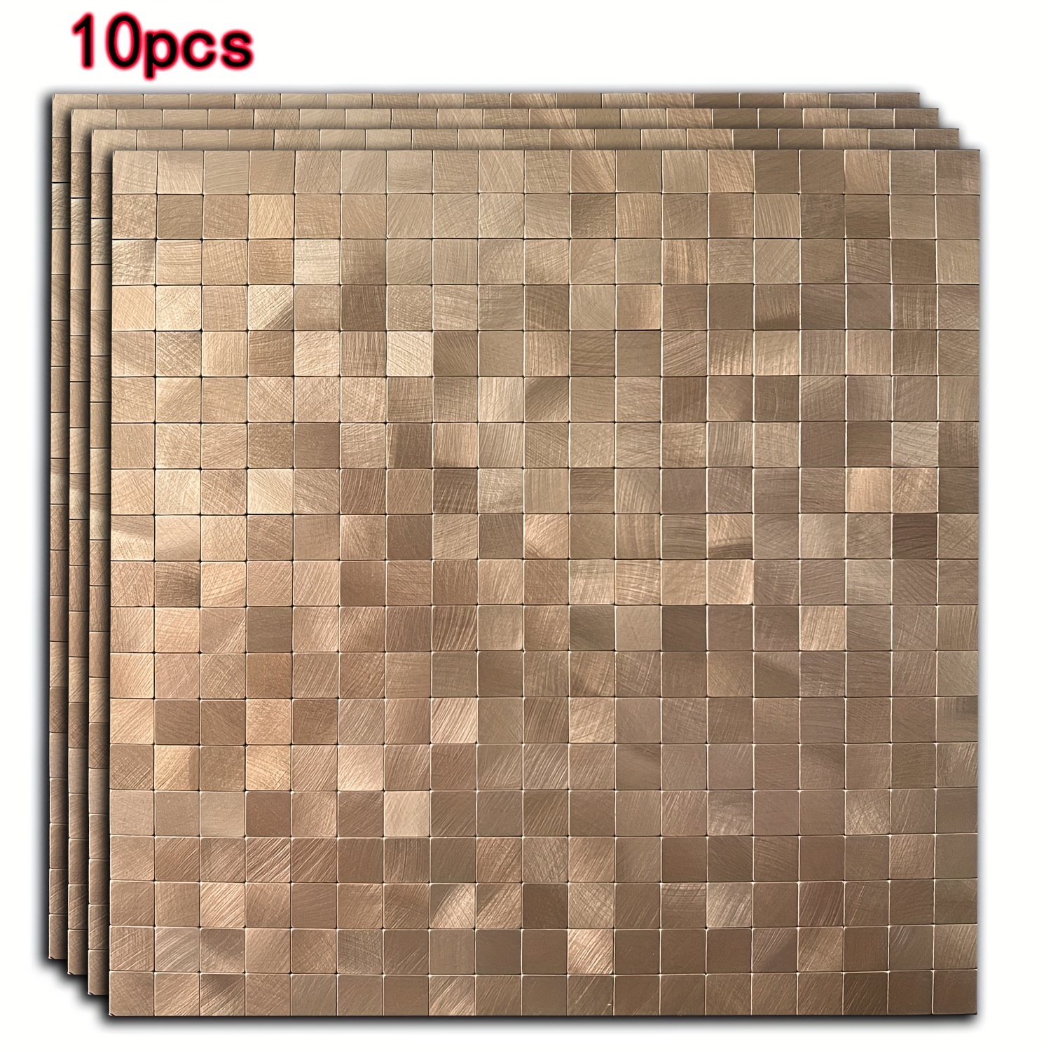 (10pcs) Peel And Stick Backsplash Tiles, Rainbow Square Aluminum Surface Metal Mosaic Sticker(12"59 X 12"59)