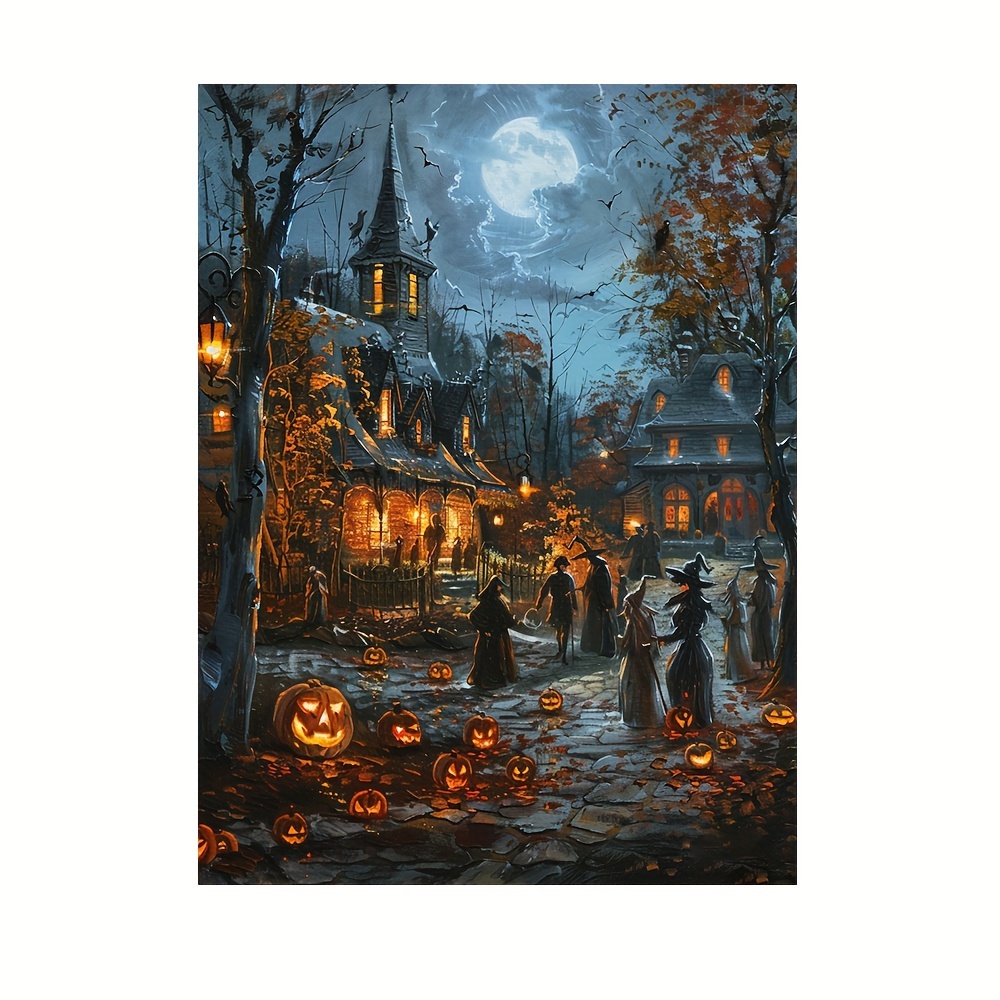 

Spooky Canvas Art: Haunted Pumpkins, Ghosts, And Harry - Perfect For Home Decor, Office, Or Cafe - Waterproof And Frameless