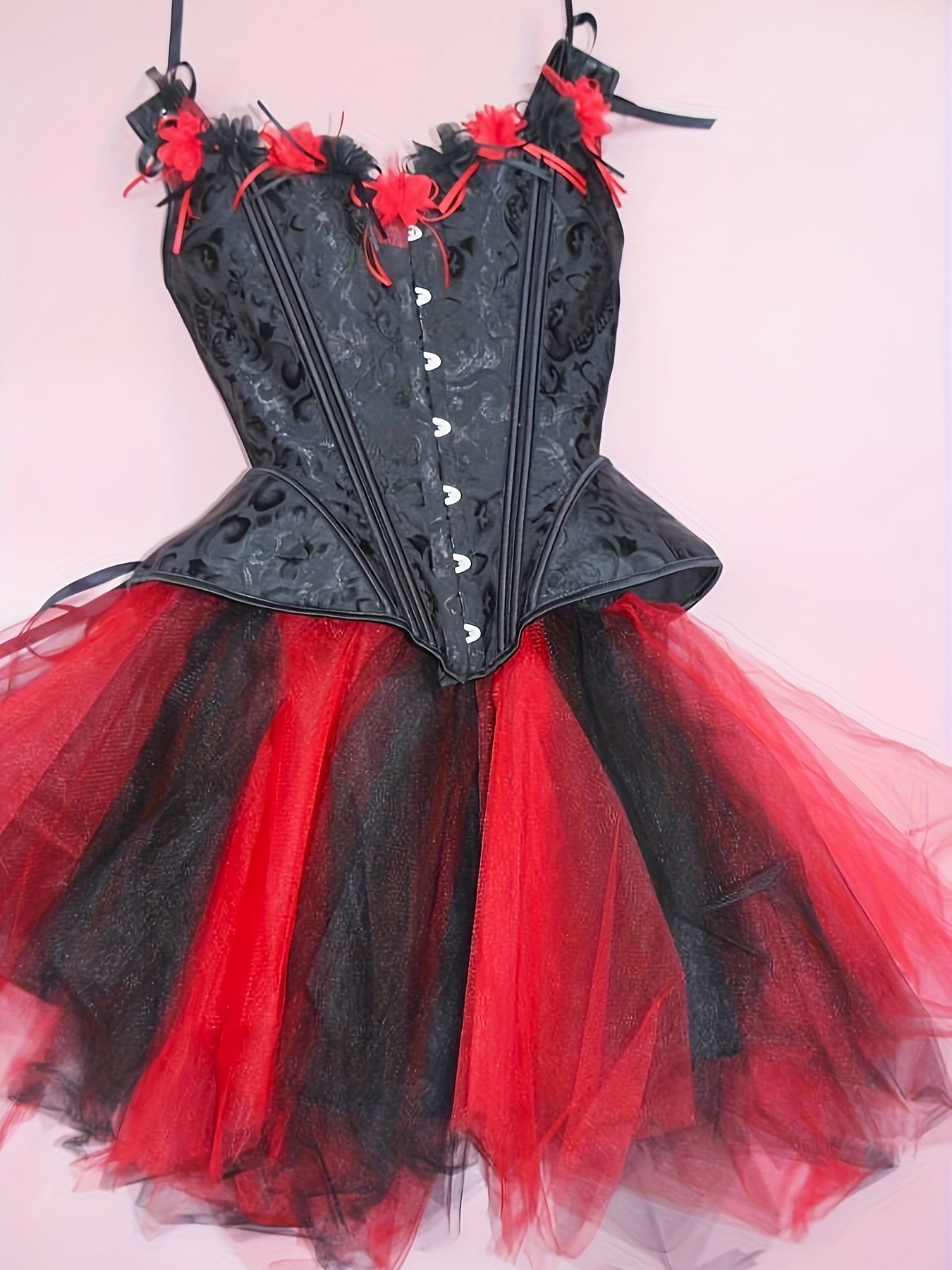 Tutu Halloween Corset Dresses Dark Gothic Black Jacquard Corset