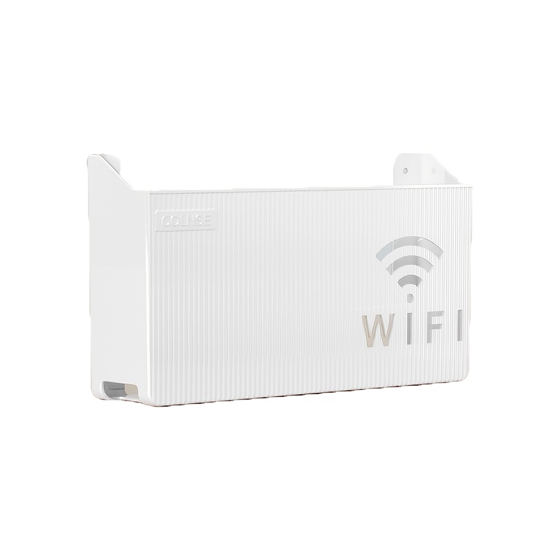 E-shop Wandmontiertes Aufbewahrungsregal für Router Fernbedienung – Bohrfrei, multifunktionaler Kunststoff-Organizer, geeignet für Wohnzimmer,