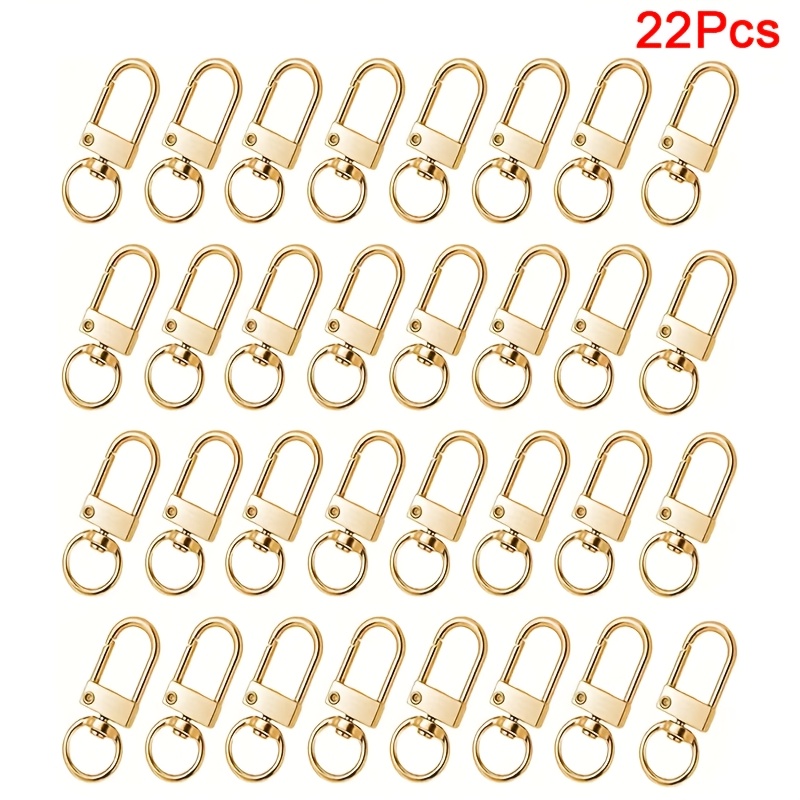 TEMU 11/22 pezzi di moschettoni a moschettone in metallo e argentato, ganci girevoli per portachiavi, ganci per portachiavi, kit di accessori per di