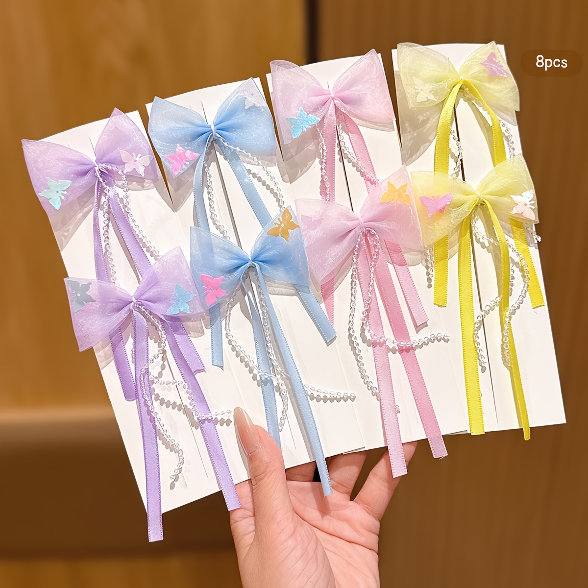 TEMU 8 Colorful Bow Hair Clips, Hair Accessories Suitable For Daily Wear