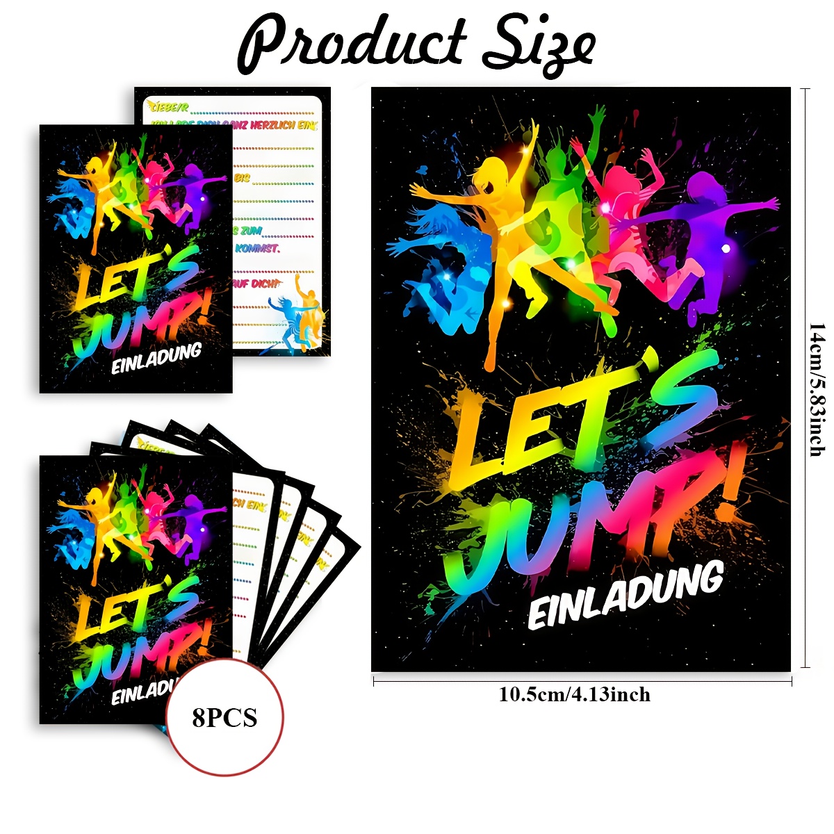 8pcs Trampoline Jump Birthday Party Invitations, Bounce House Birthday Invitations For Boys Girls, Kids Birthday Invites, Theme Birthday Party Decorations, 8 Invitations