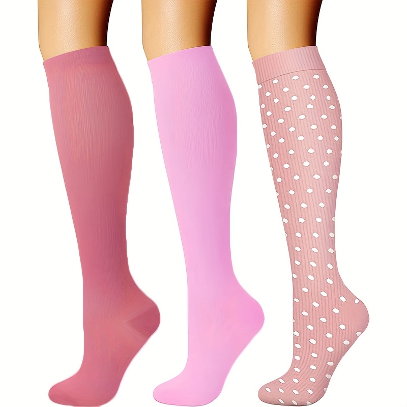 TEMU 3 paires de chaussettes de compression pour homme et femme, bas de soutien du genou, respirantes, absorbant la transpiration et soutenant la