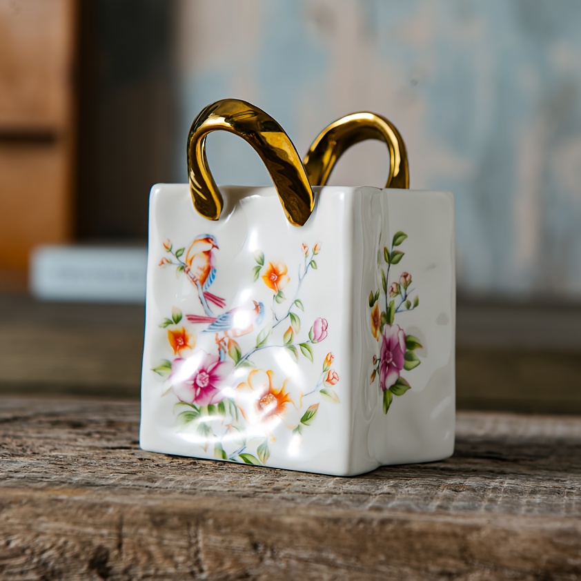 Image of American European B262 Gilded Ceramic Kitchenware Forks Chopsticks And Other Tableware Storage Baskets