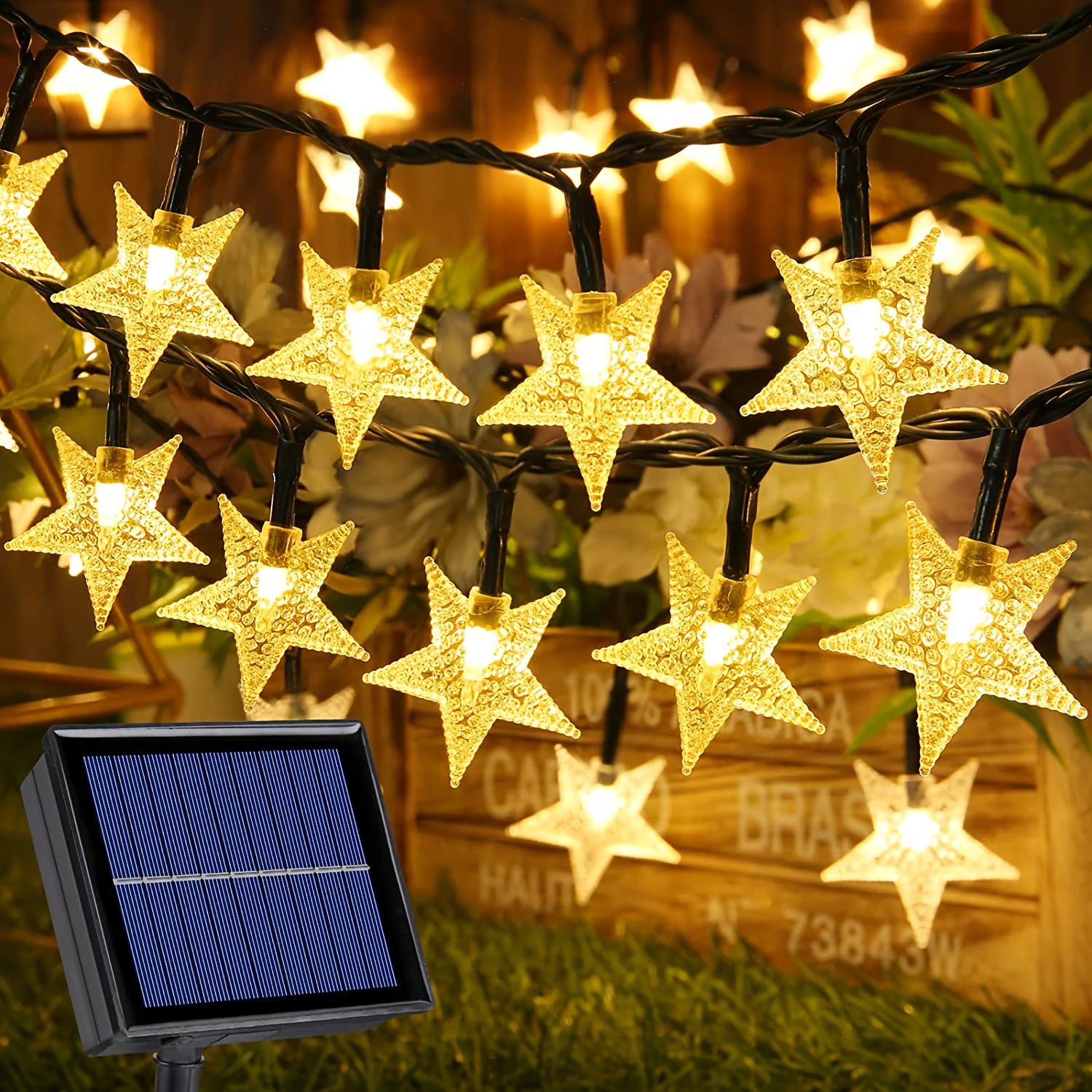 

Solar-powered Star String Lights - /50/ Leds, 8 , Fairy Lights For Garden, Patio, Lawn - Christmas & Ramadan