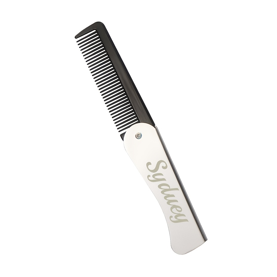 

1pc Personalized Stainless Steel Folding Comb, Custom Engraved Pocket-sized, Metal Handle, Plastic , Ideal Gift For Lovers, , Sisters - Hair Care Accessory For Normal Hair Type