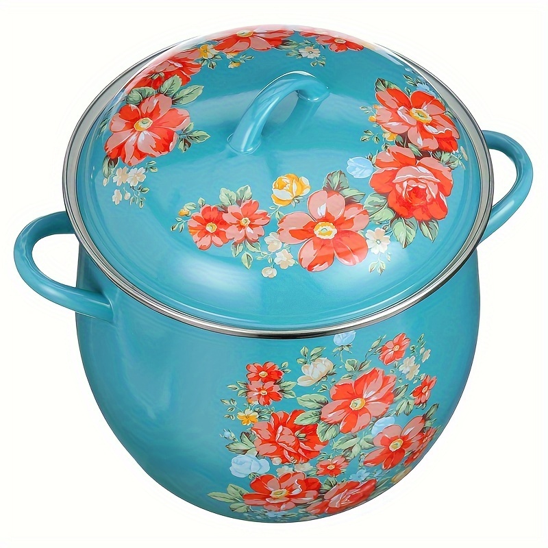 

Vintage Floral 12-quart Enamel On Steel Stock Pot