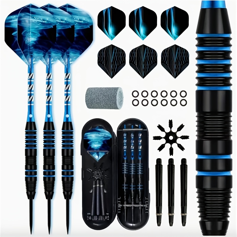 TEMU Steel Tip Dart Complete Set For Beginners And Pros, Heavy-duty Knurled Darts, Aluminum Alloy Shafts With Extra Flights And Full Additions Kit,