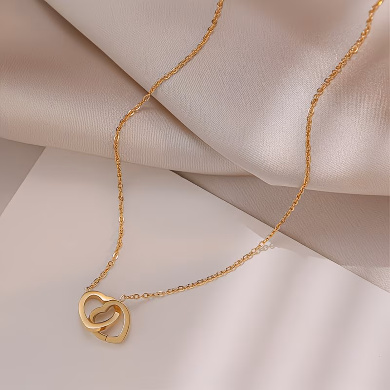 stainless steel simple double ring love pendant necklace for men and women jewelry necklaces luxury choker korea Product details 7