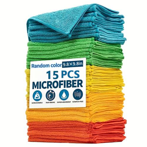 15 piece multipurpose cleaning towel set random colors reusable quick drying towels multifunctional and absorbent towels for home room bedroom bathroom cleaning