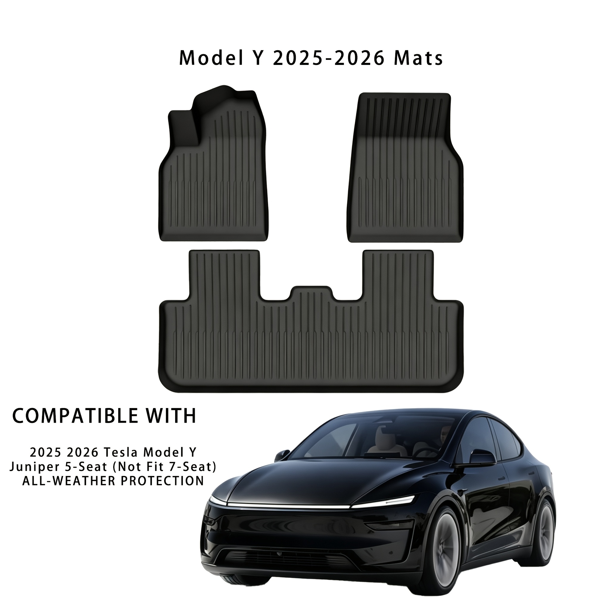 Image of Tpe Material Single-layer Floor Mats 3pcs Set, Suitable For Left-hand -seater Models, Easy-to- Minimalist And Stylish Floor Mats, Universal For , Wear-resistant And Non-slip, Easy To Clean, Protect