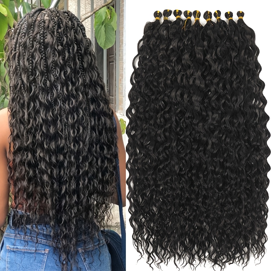 TEMU 9pcs Bhf Synthetic Braiding Hair Bundles Suitable For - Ombre Brown Crochet Braids With Deep Curly Waves, High-temperature Resistant Pre-made