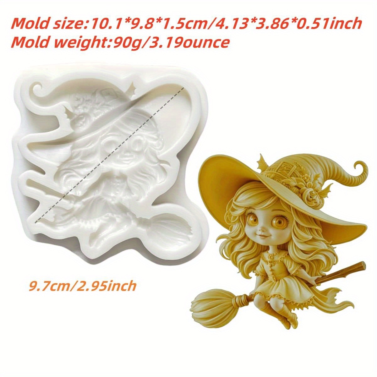 Image of 1pc Piece Of Witch Shaped Silicone Mold, Suitable For Decorating Gummies, Chocolates, Cakes, Kitchen Baking Cookie Decorations, Handmade Art Baking Tools, For Halloween Baking
