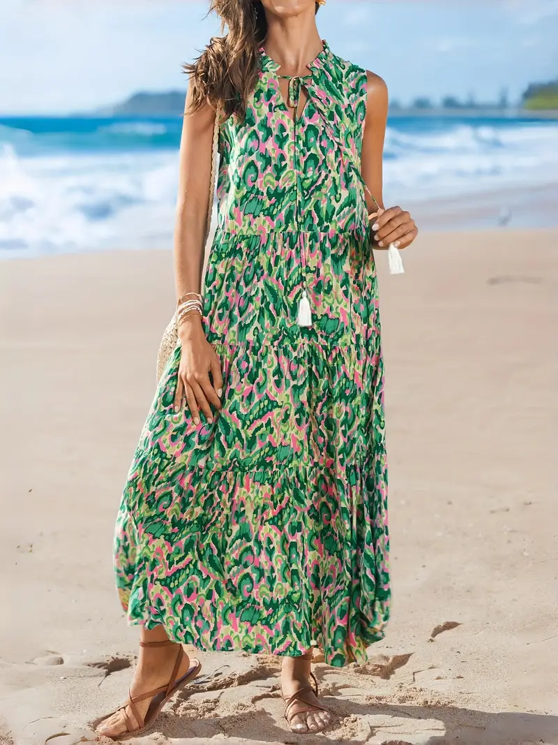bohemian dress malaysia Vintage 70s Malaysian Print Tunic Maxi Dress w/ Matching Belt | Made in Malaysia | 100% Cotton