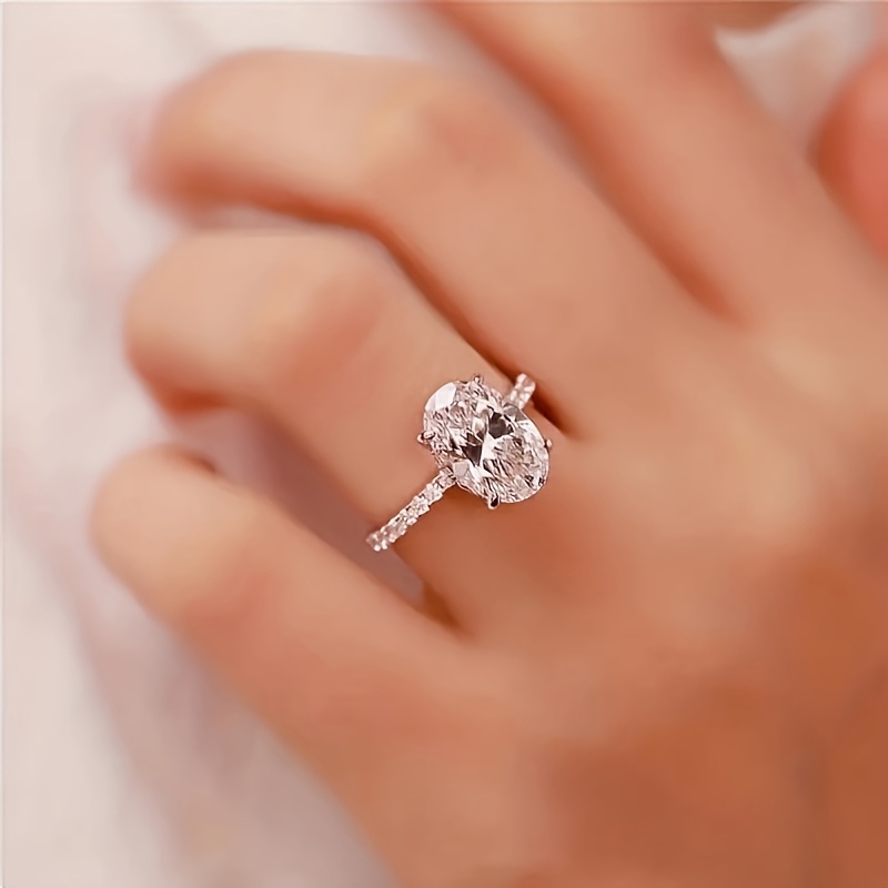 Oval Cut Synthetic Zirconia Solitaire Ring for Women