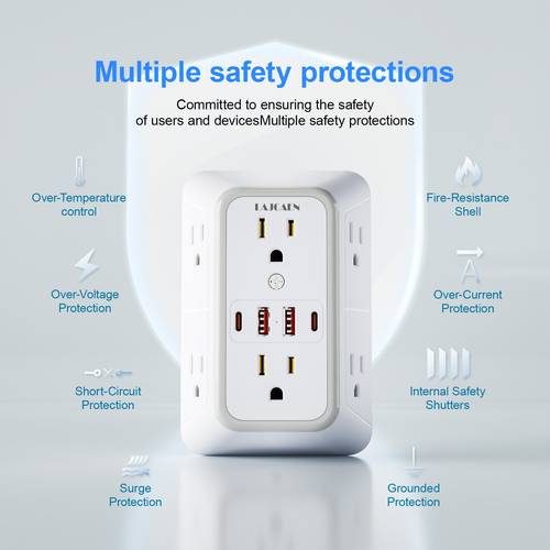 10 in 1 usb wall charger multi plug wall outlet protector 6 outlet ac extender with 4 usb charging ports 1050 strip multi plug adapter for office 2a 2 usb output 5v 3 1a multi plug outlet for college