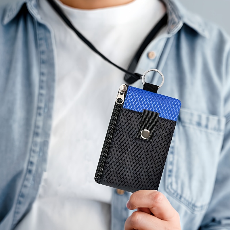 neck hanging design outdoor wallet coin purse that can hold id cards and bank cards keychain design with zipper closure