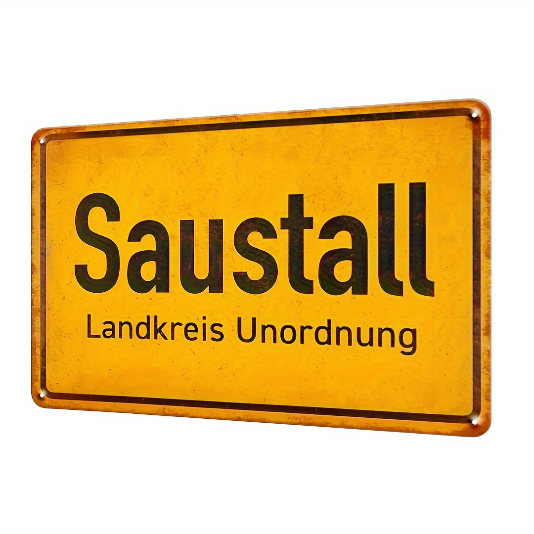 E-shop Retro Metallschild 12x8 Zoll (30x20cm) - Humorvolle deutsche Wandkunst mit " Landkreis unorung" Text, Vintage Rustikale Deko für Zuhause, Bar,