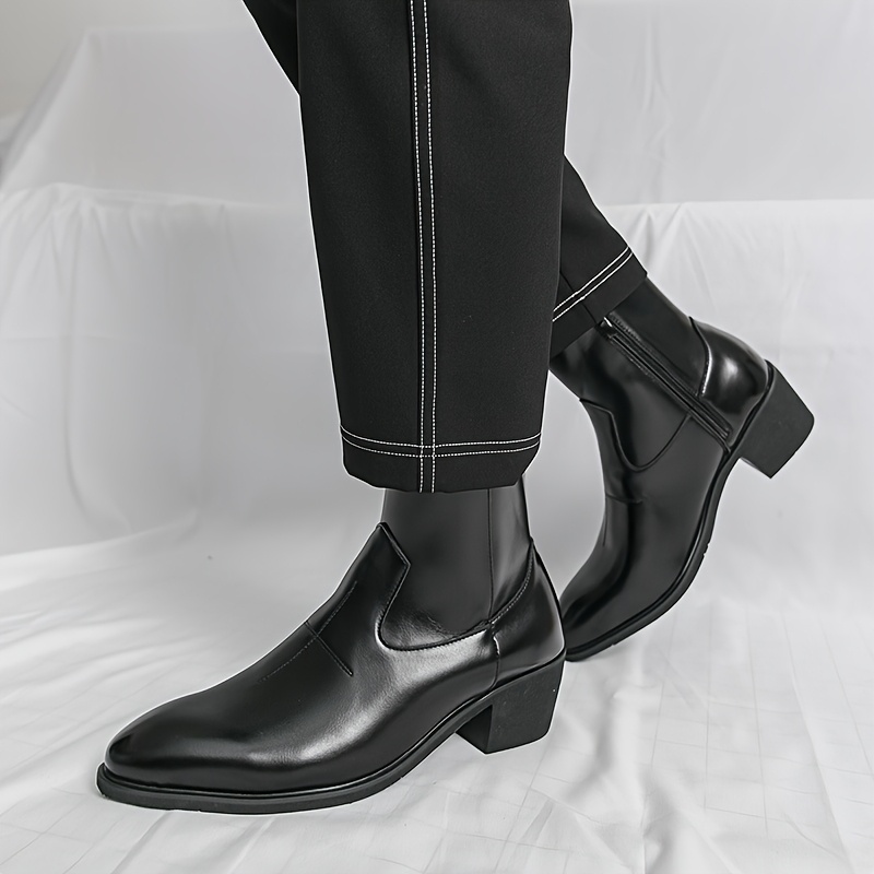 mens high heel dress boots Heeled For Men Black full Best mens high heel boots