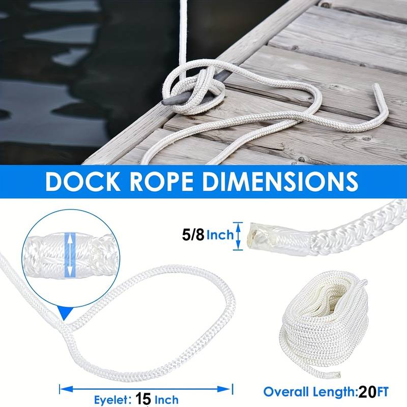 Dock Lines 5/8 Inch X 20 Ft Double Braid Nylon Boat Dock Line