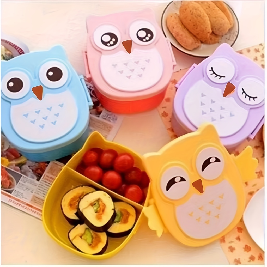 

1pc, Portable Owl Lunch Box Cartoon Microwave Food-safe Plastic Food Picnic Container Box For Children Kids School Office Bento Box