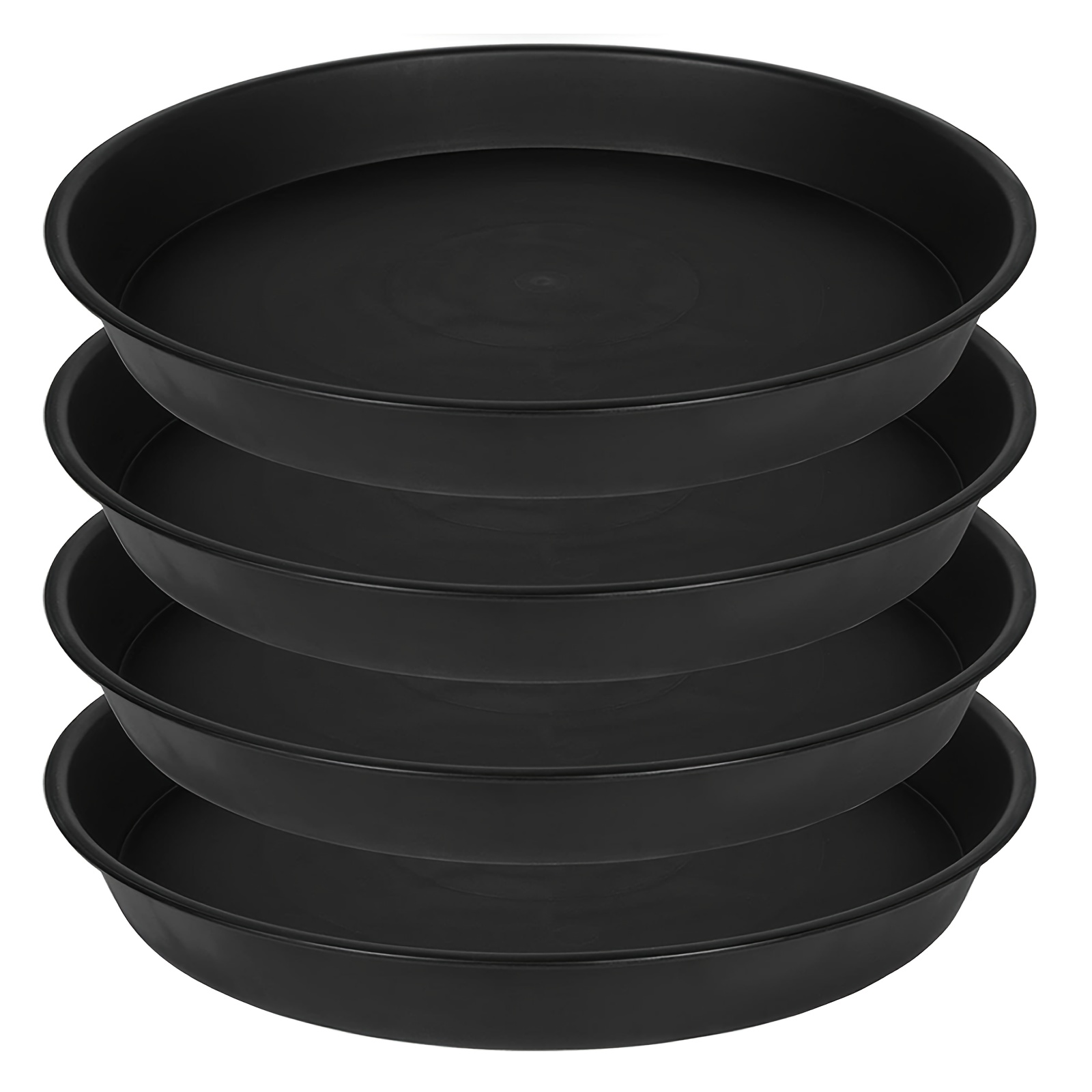 

4pcs Heavy Duty 14" Round Plant Saucers - Trays For Indoor Pots & Bird Baths, Black