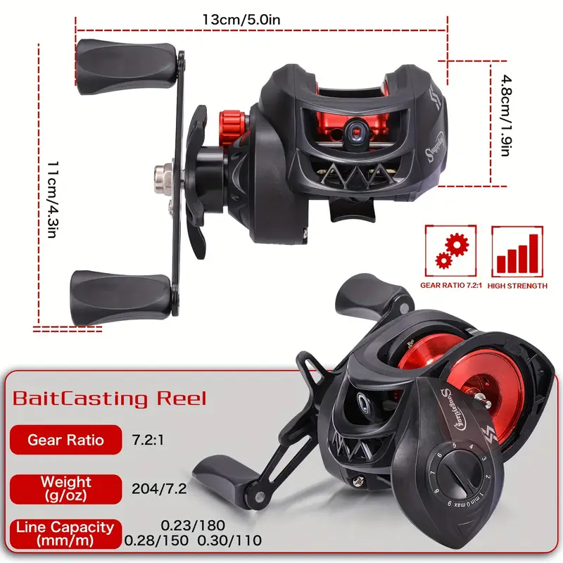 7.2 oz baitcasting reel SEASIR DCast Baitcaster Reel, Digital Control Fishing Reel, Ultralight baitcasting fishing reel 7 2