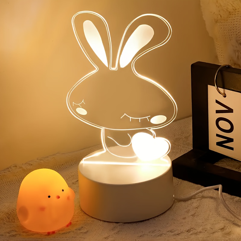 Mubarek Lámpara de luz nocturna para bebé, lámpara de conejo recargable de  16 colores para dormitorio, cosas lindas para adolescentes y niñas, luces