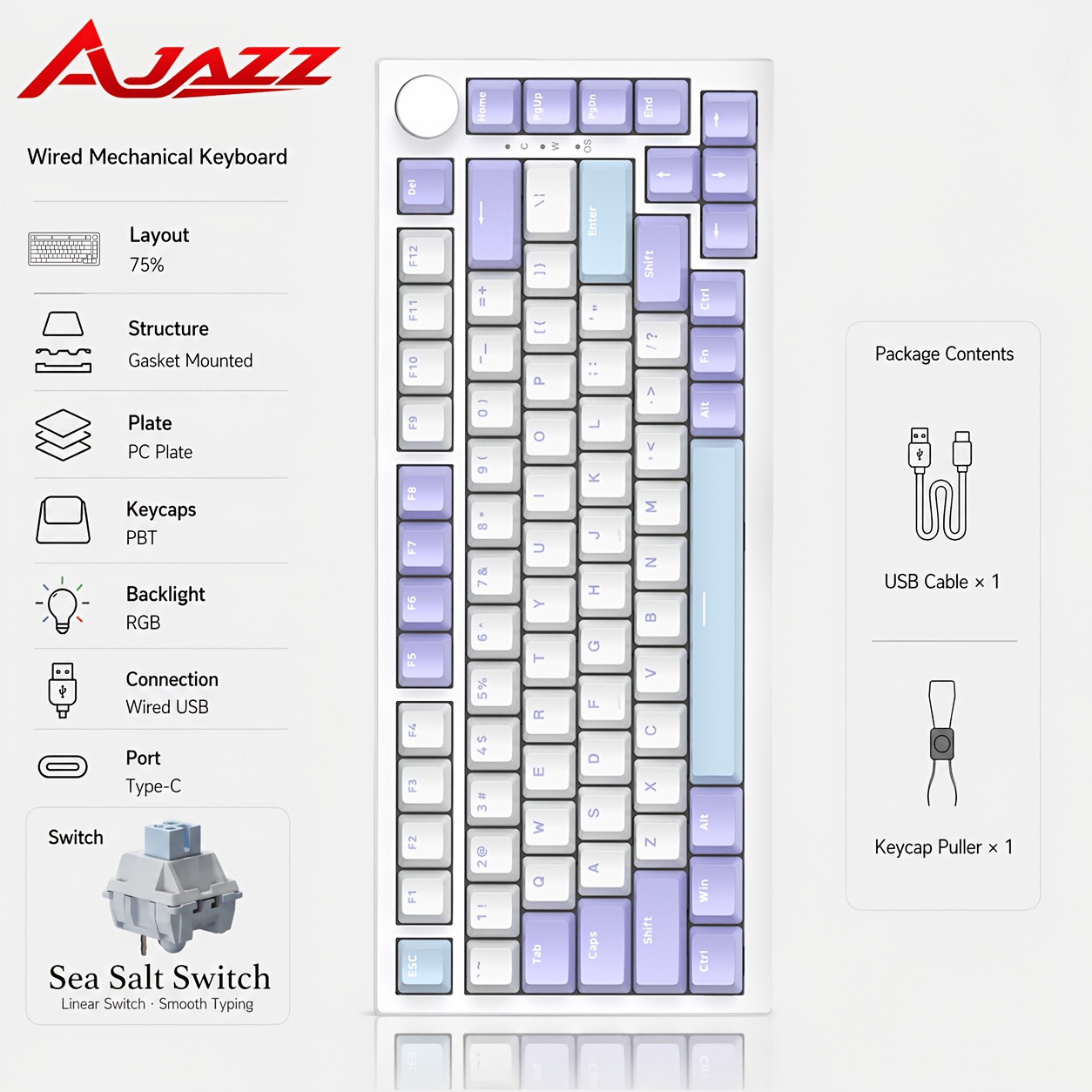 ak820 75 wired mechanical keyboard rgb single light - Temu Mauritius