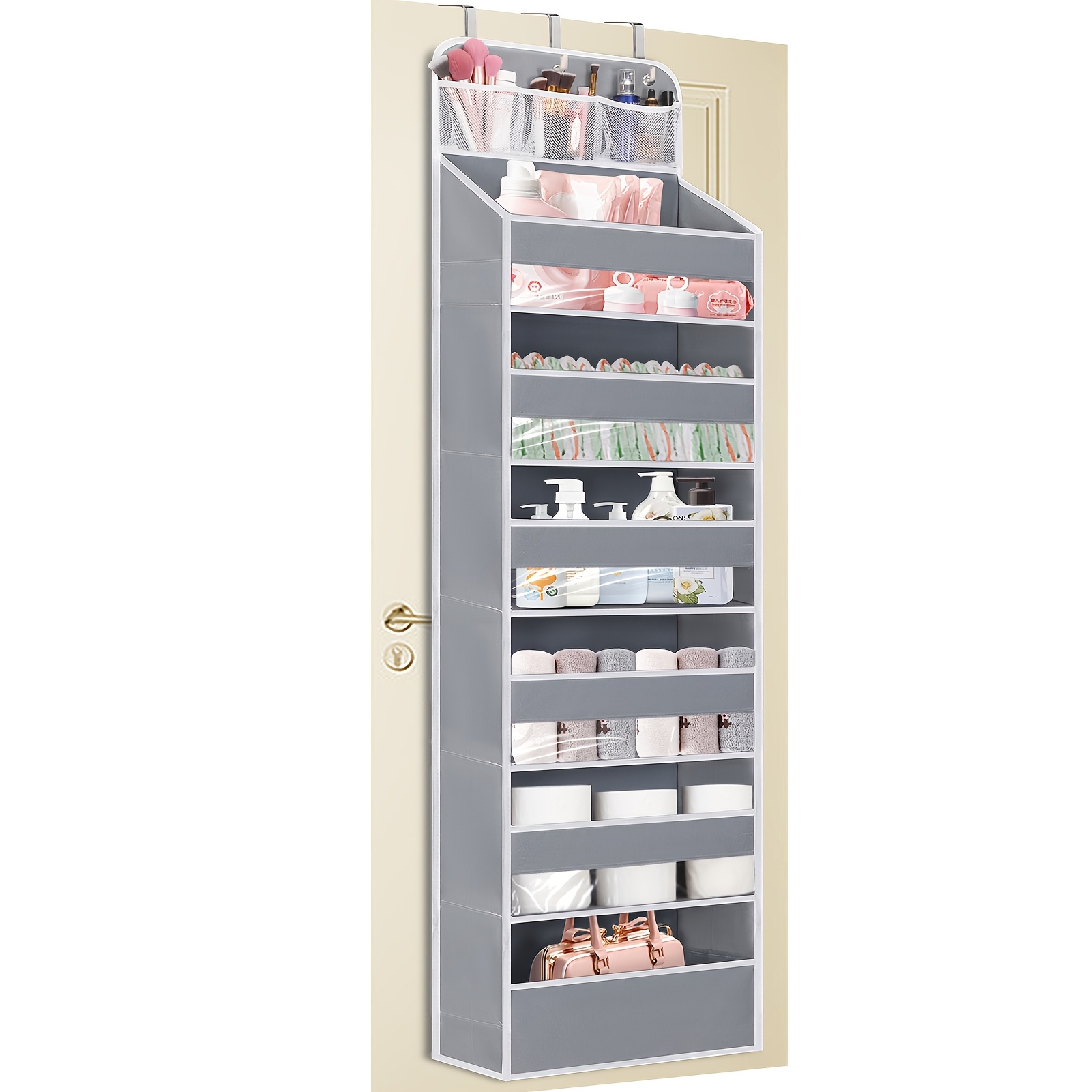 TEMU Over Door Hanging Organizer, Closet Organizer For Diaper Shoes Over Door Storage Organizer With 6 Large Capacity Pockets For Nursery Bedroom