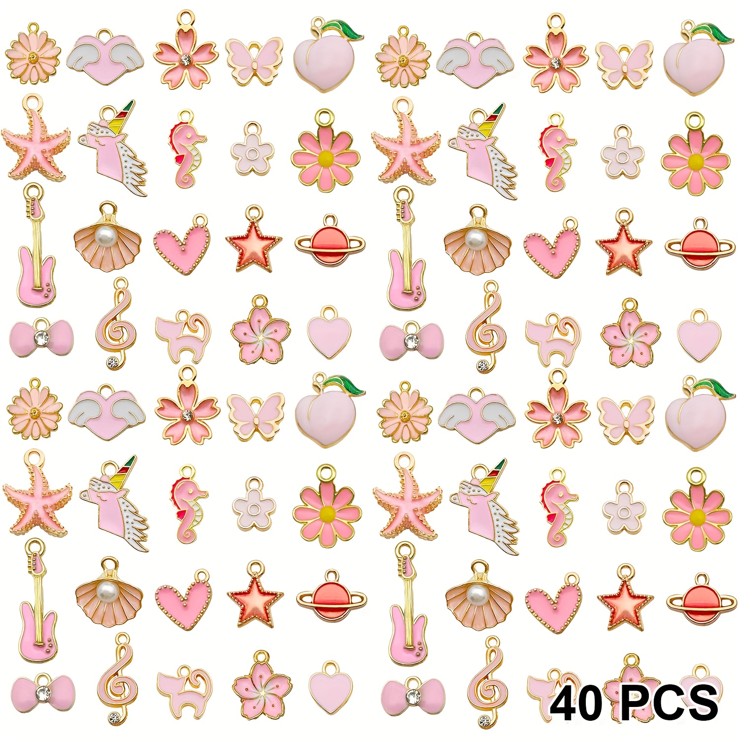 E-shop 40 Stück (20 Paare) gemischte Emaille Armband Charms, geeignet für Schmuckherstellung, Halsketten, Armbänder, Ohrringe und andere Kunsthandwerk