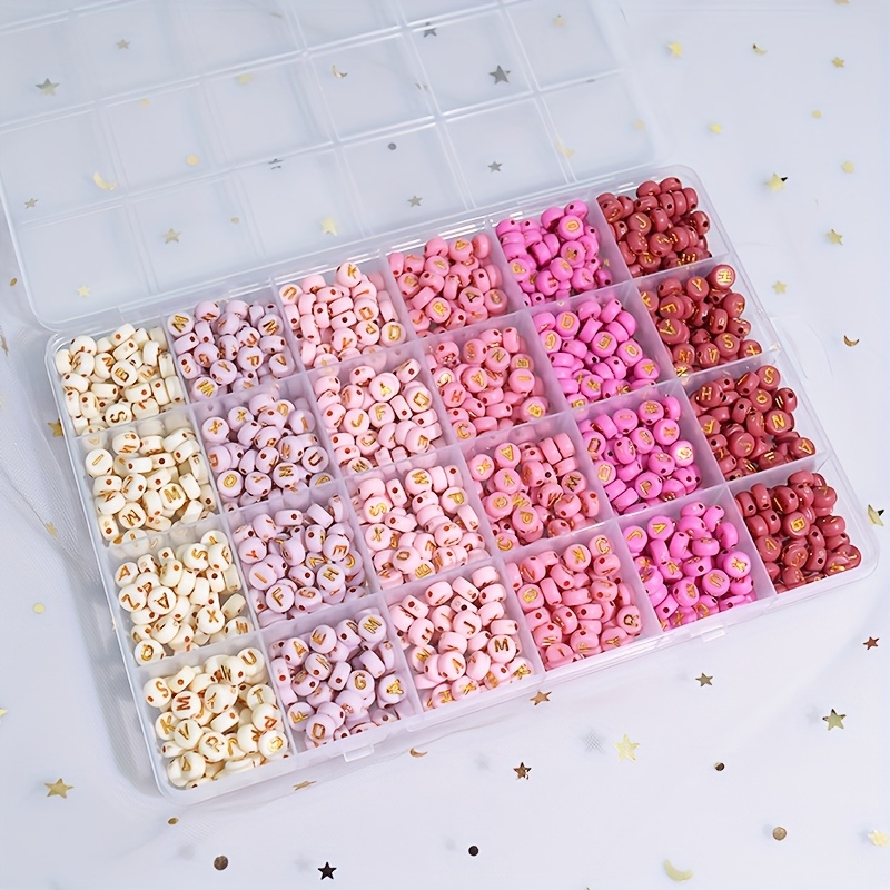 

Of Elegant Pink & Golden Alphabet Beads Set - Acrylic Making Kit For Bracelets, Necklaces, Keychains - Fairy/valentine's Themed Crafting Beads With Letter , Jewelry Making Supplies