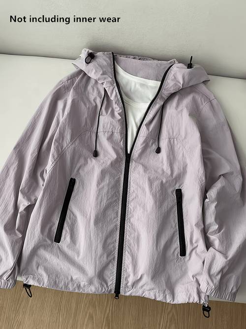 chaqueta corta con capucha para mujer, moda casual para exteriores y desplazamientos asd1