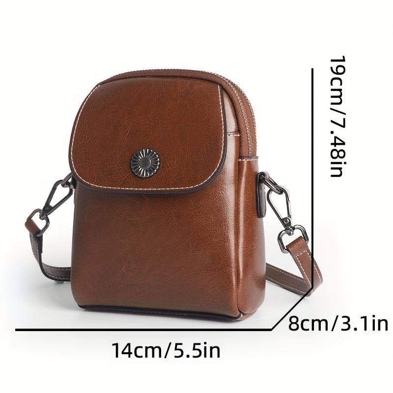 Classic Mini Leather Crossbody Bag for Phones with Adjustable Strap