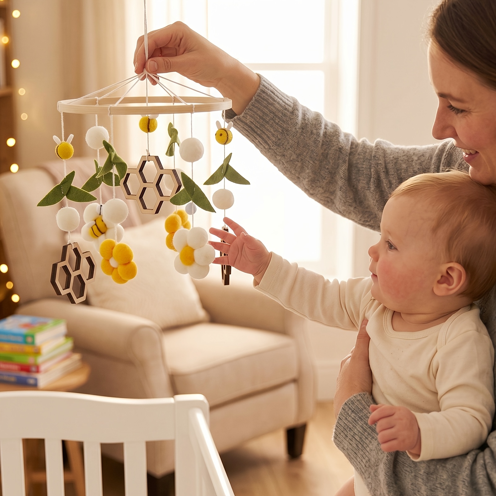 Cute Bee Cartoon Mobile, Hanging Crib Decoration