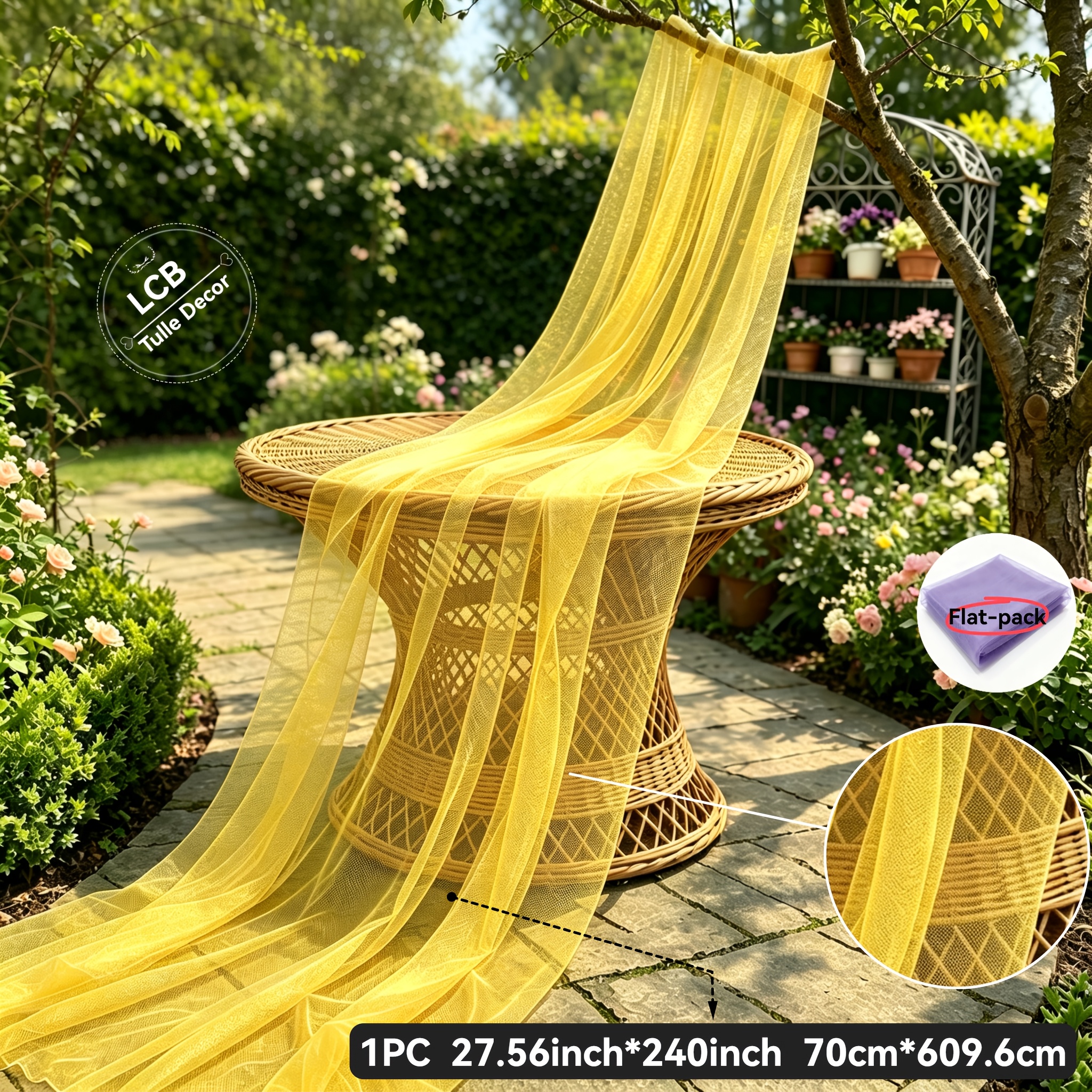 TEMU 1pc High-quality Mesh Tulle, Large Roll Multicolor, Delicate Soft Breathable Fluffy Durable, , Layered Effect Decor Tulle, Wedding Stage