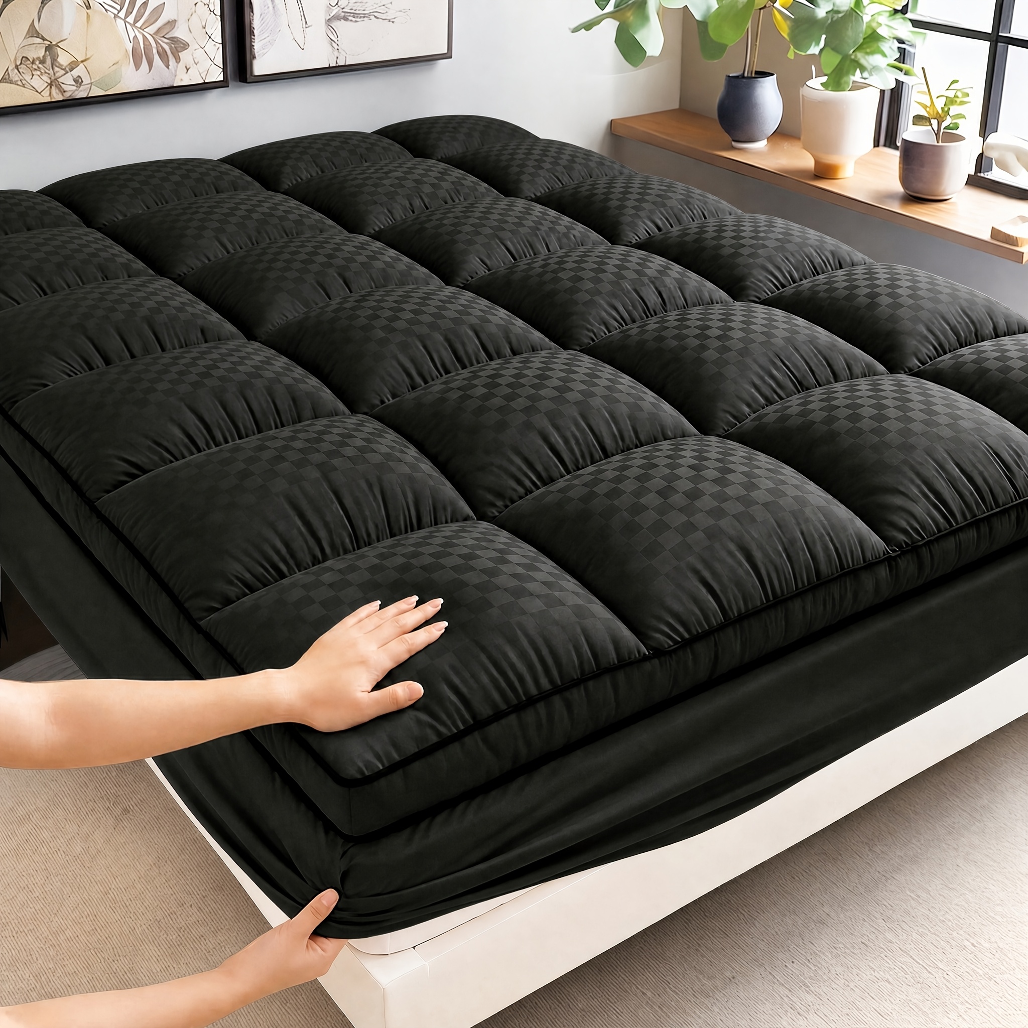 mattress pad soft mattress protector quilting technology machine washable strong and wear resistant easy to   be stretched into   inch deep pockets enhancing bed  