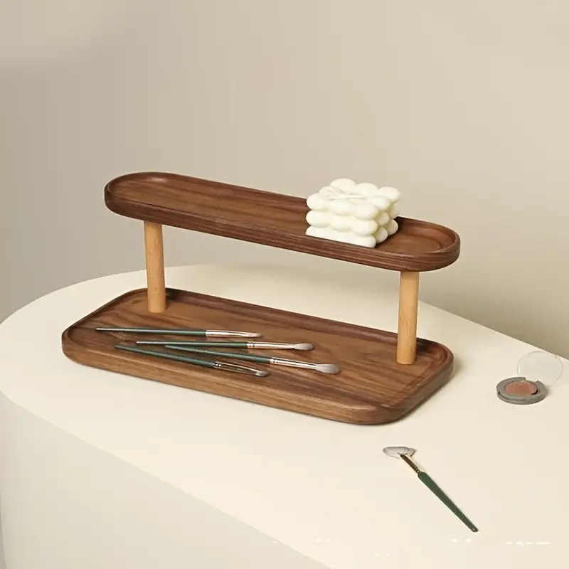 Wooden 2 layer Storage Rack Cosmetics Perfume Solid Wood - Temu Australia