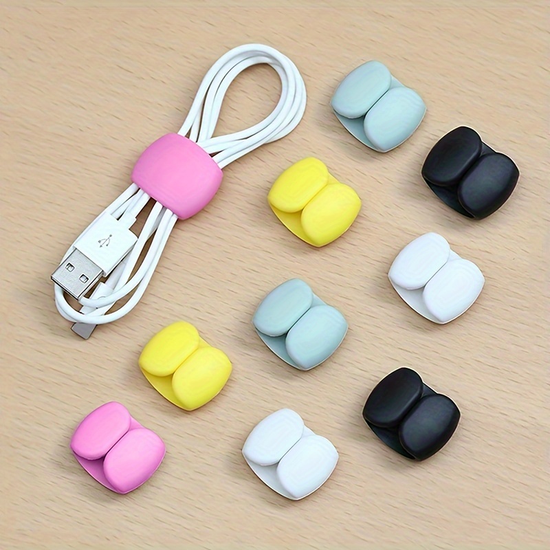 

10pcs Cable Organizer Clips For Charging & Earphone Cords - Plastic, -free Storage Solution